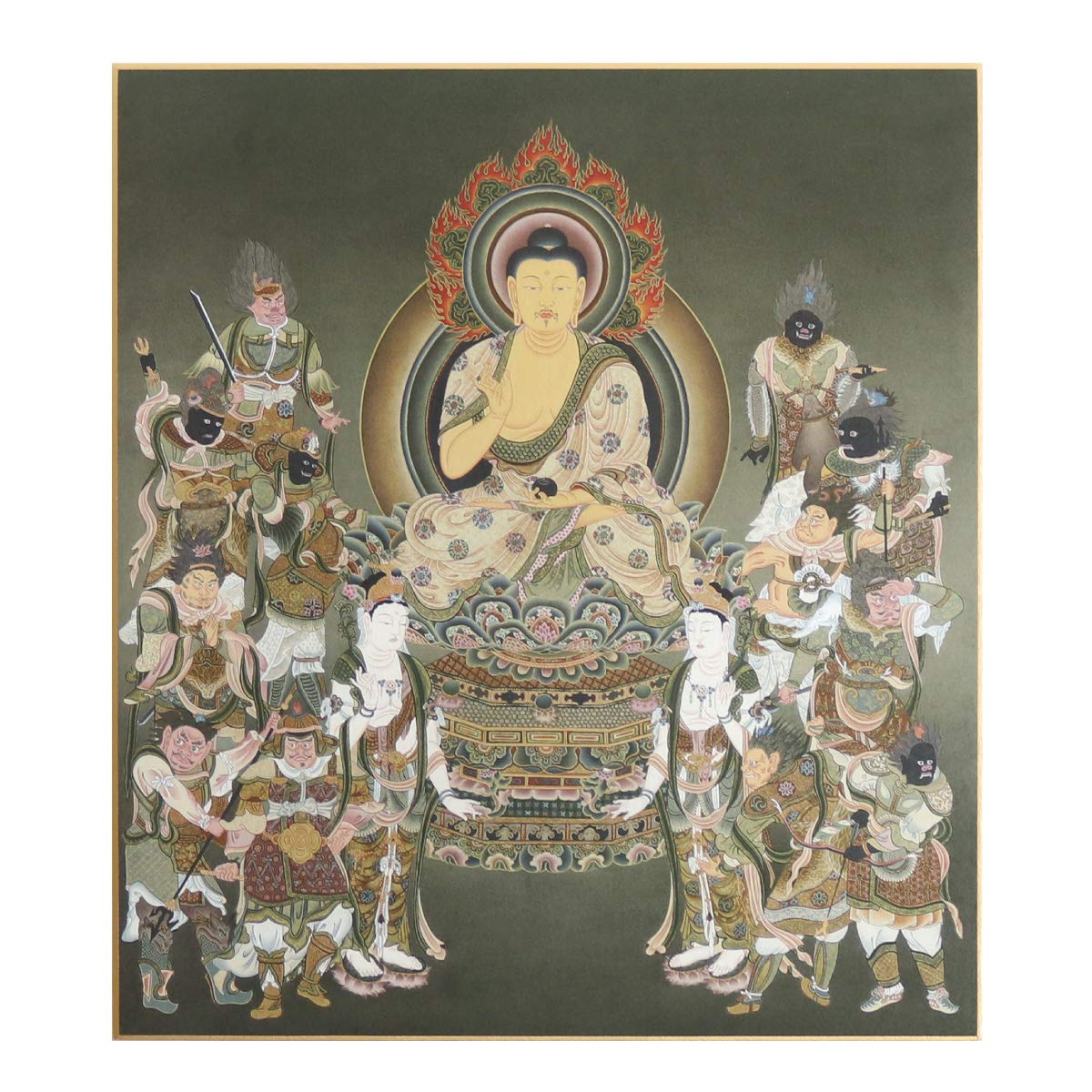 Amazon｜法徳堂 仏画色紙 薬師如来十二神将｜仏間・神道用掛軸・表装