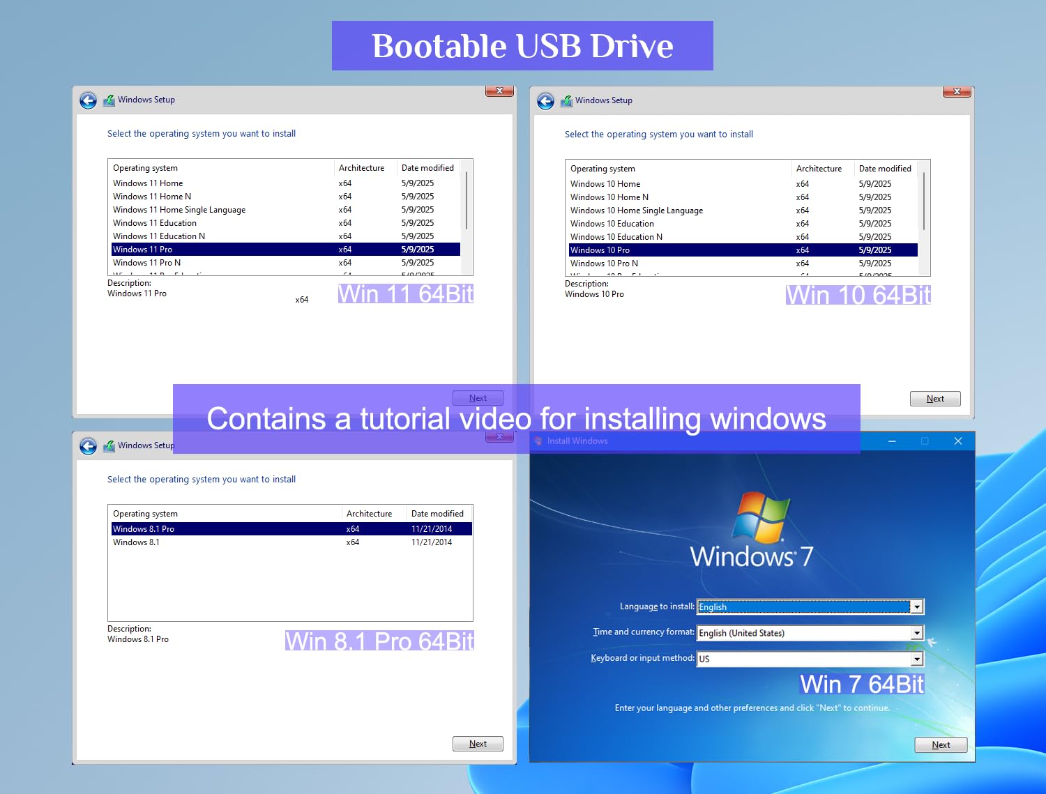 Amazon.co.jp: 64GB - Windows 11/10 / 8.1/7用の起動可能なUSB
