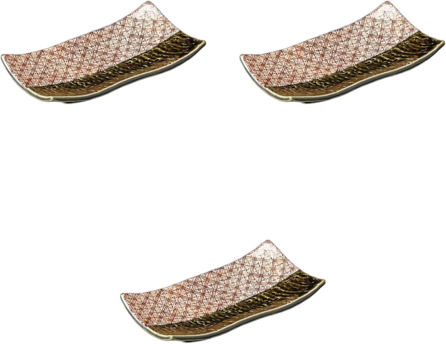 翔武窯】織部 四方皿 道場六三郎デザイン 角皿 桐共箱 美品 限定 27.5