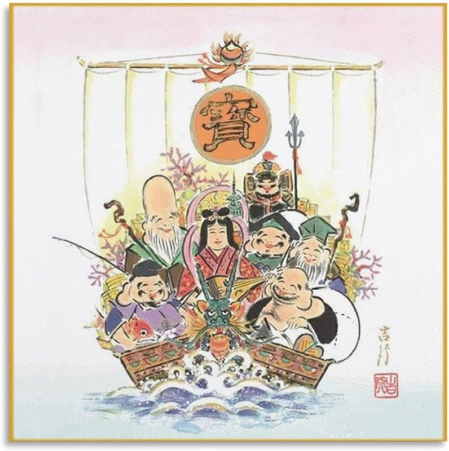 Amazon.co.jp: 七福神 ポスター ポスター 装飾 絵 キャンバス 壁アート
