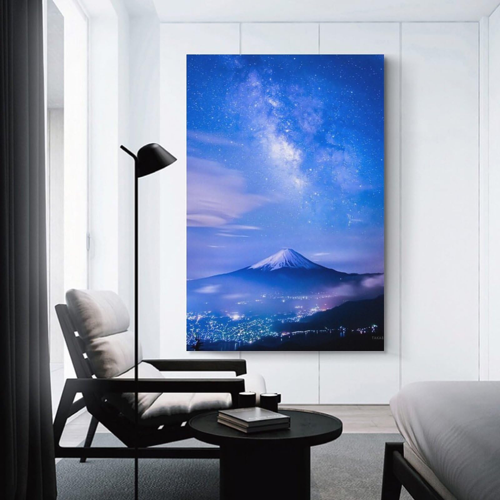 Amazon.co.jp: 絵画 富士山と夜の星空インテリア 絵画 宇宙の風景スタ