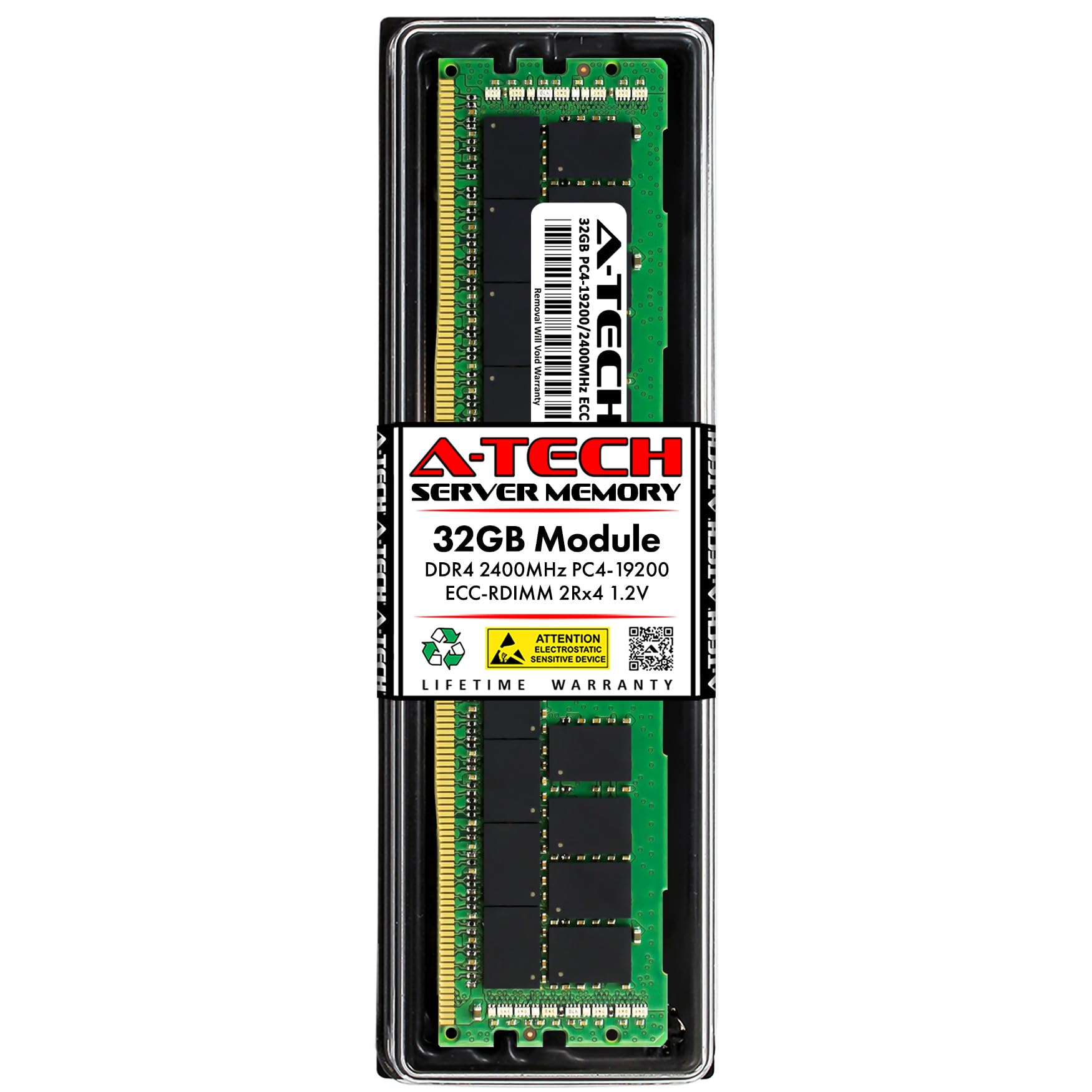 A-Tech 32GB DDR4 2400MHz PC4-19200 ECC RDIMM 2Rx4 Dual Rank 1.2V