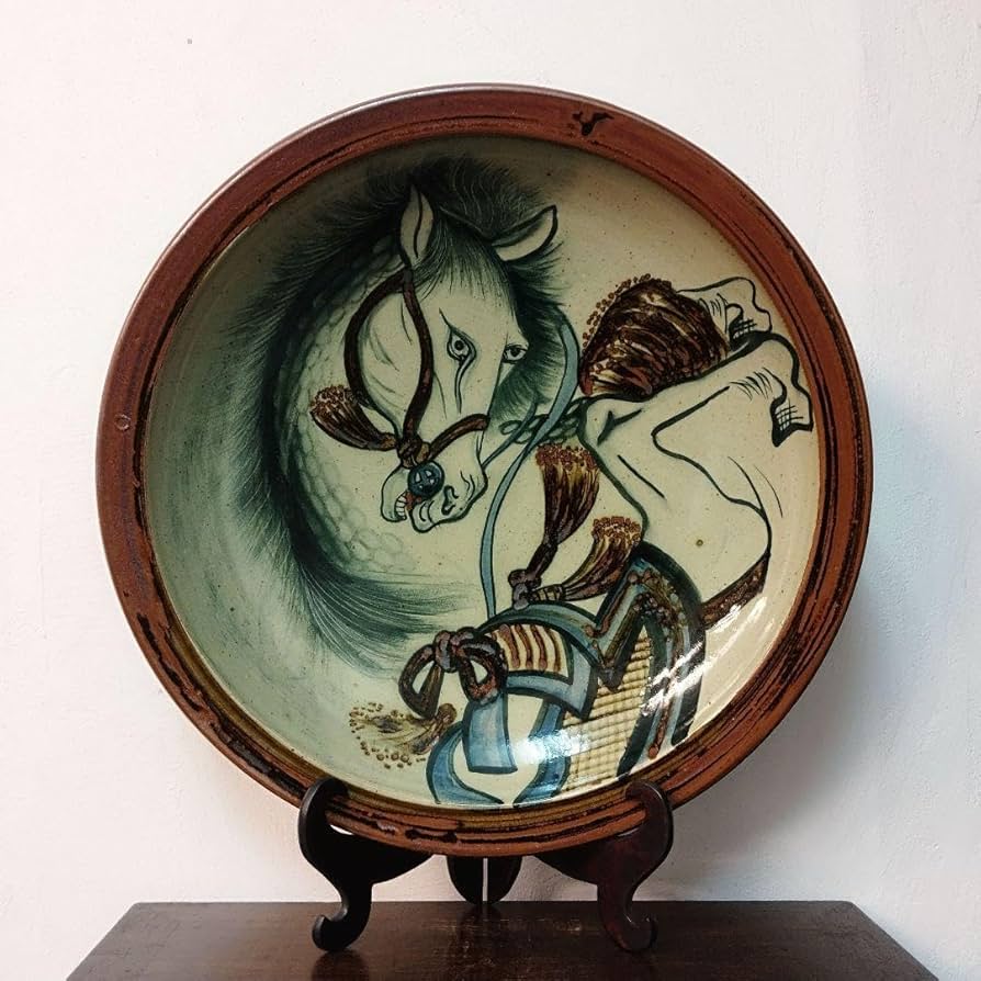 Amazon.co.jp: 民藝 馬 大皿 大鉢 絵皿 飾皿 作家不詳 : おもちゃ
