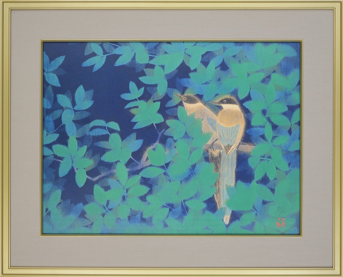 Amazon.co.jp: 平山郁夫 尾長鳥 複製画 巧藝画 10号 著作権者承認 大塚