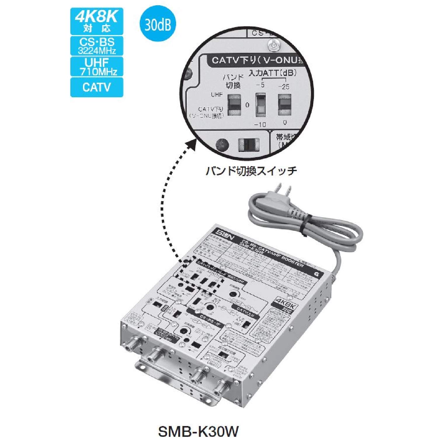 Amazon | サン電子 CS・BS・CATV双方向マルチブースタ SMB-K30W | サン