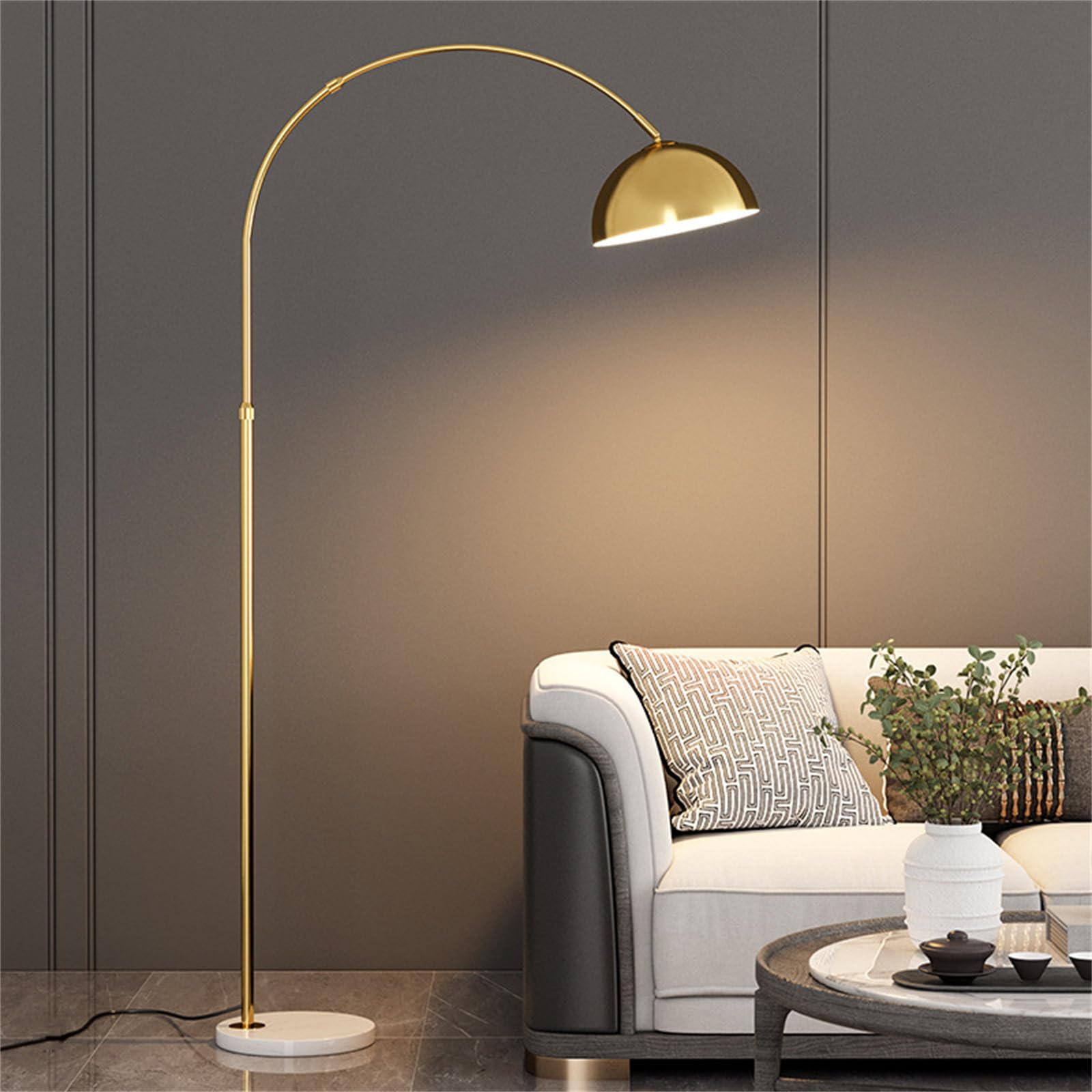 Amazon.co.jp : リビングルーム用ゴールドフロアランプ - アークフロア