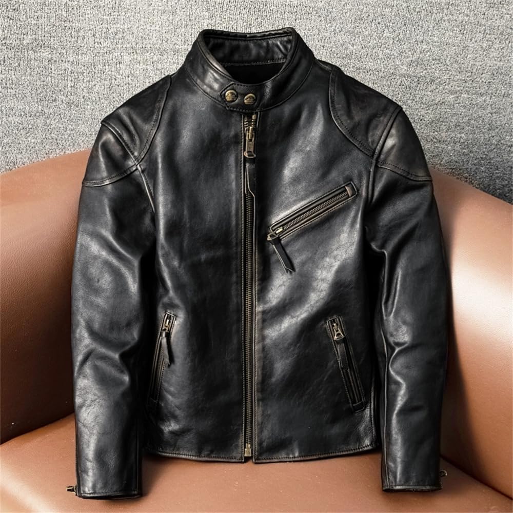 Amazon | [VIIBOY] 馬革 ライダースジャケット 本革ジャケット ホース