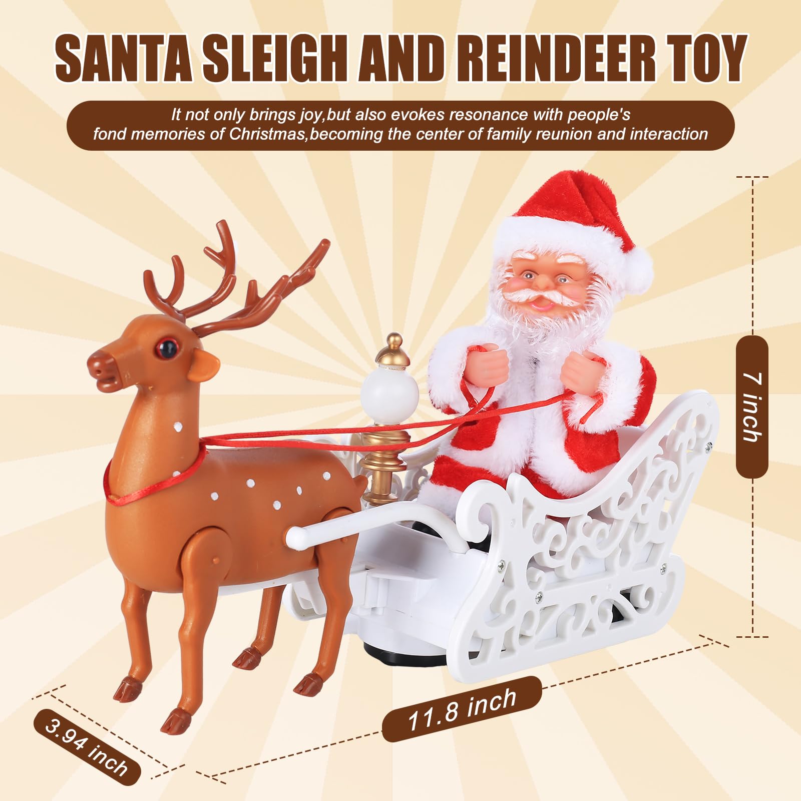Amazon.co.jp: サンタのそりとトナカイのおもちゃ、歌う踊るジングル