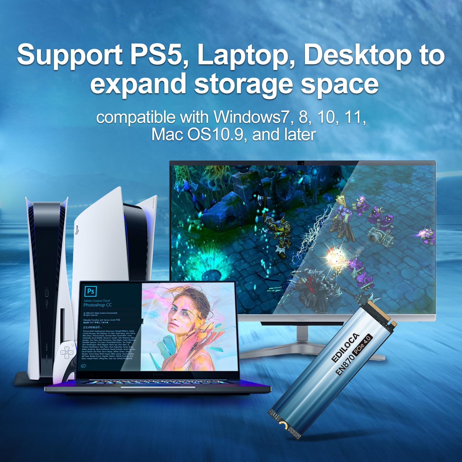 Amazon | Ediloca EN870 SSD 2TB PCIe 4.0 NVMe M.2 2280 PS5動作確認