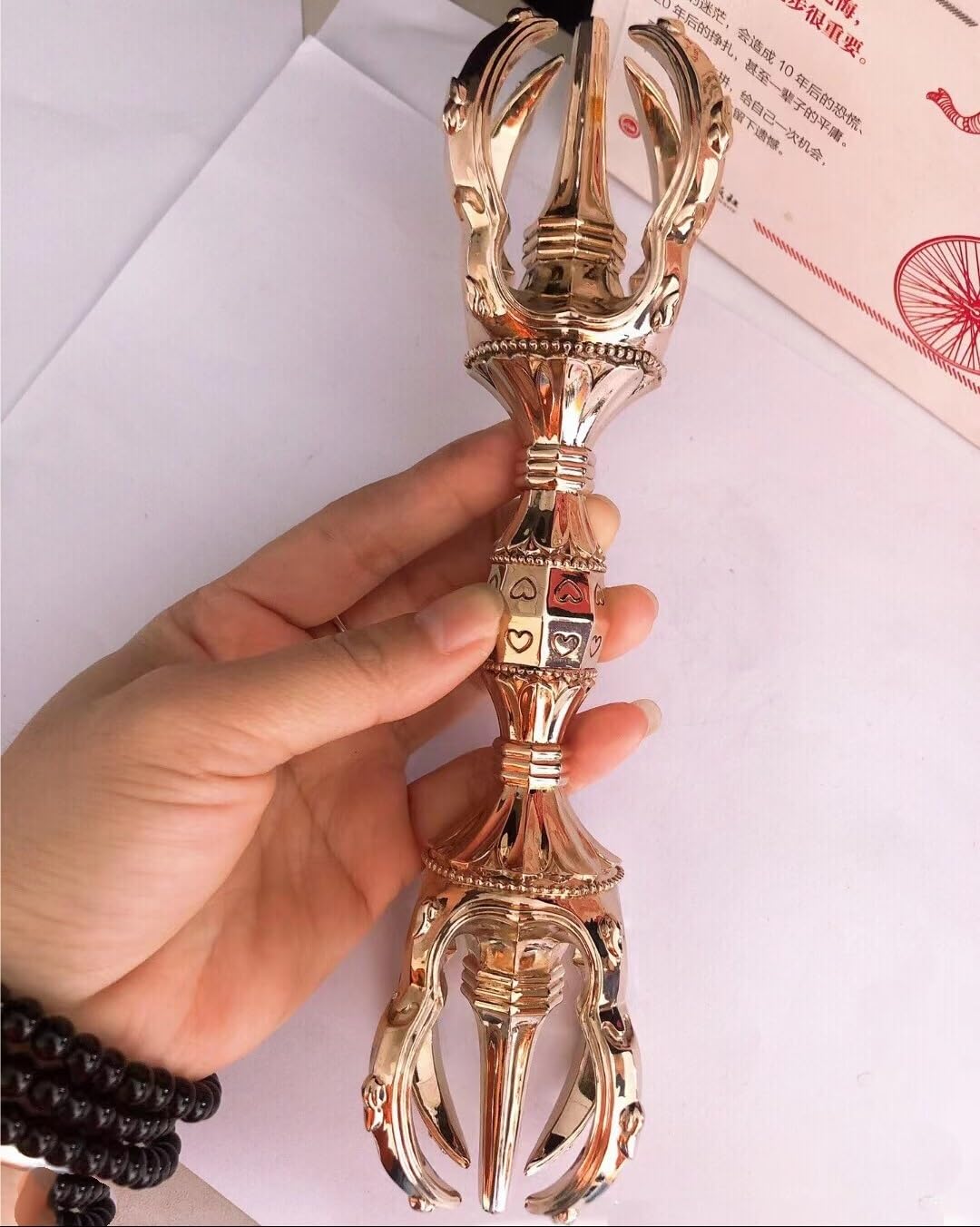 Amazon｜五鈷杵 密教法具 金剛杵 長さ23cm 法具 仏具 神具 真鍮