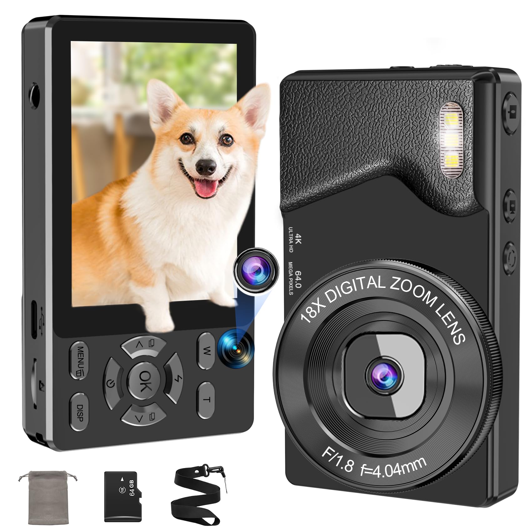 Amazon | 【2025新版&自撮り機能】デジタルカメラ 4K デジカメ 6400万
