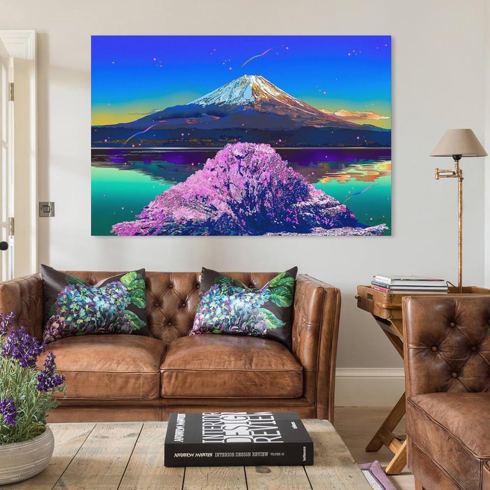 Amazon.co.jp: 鈴木英人の作品 《湖畔の桜富士》 アート ポスター
