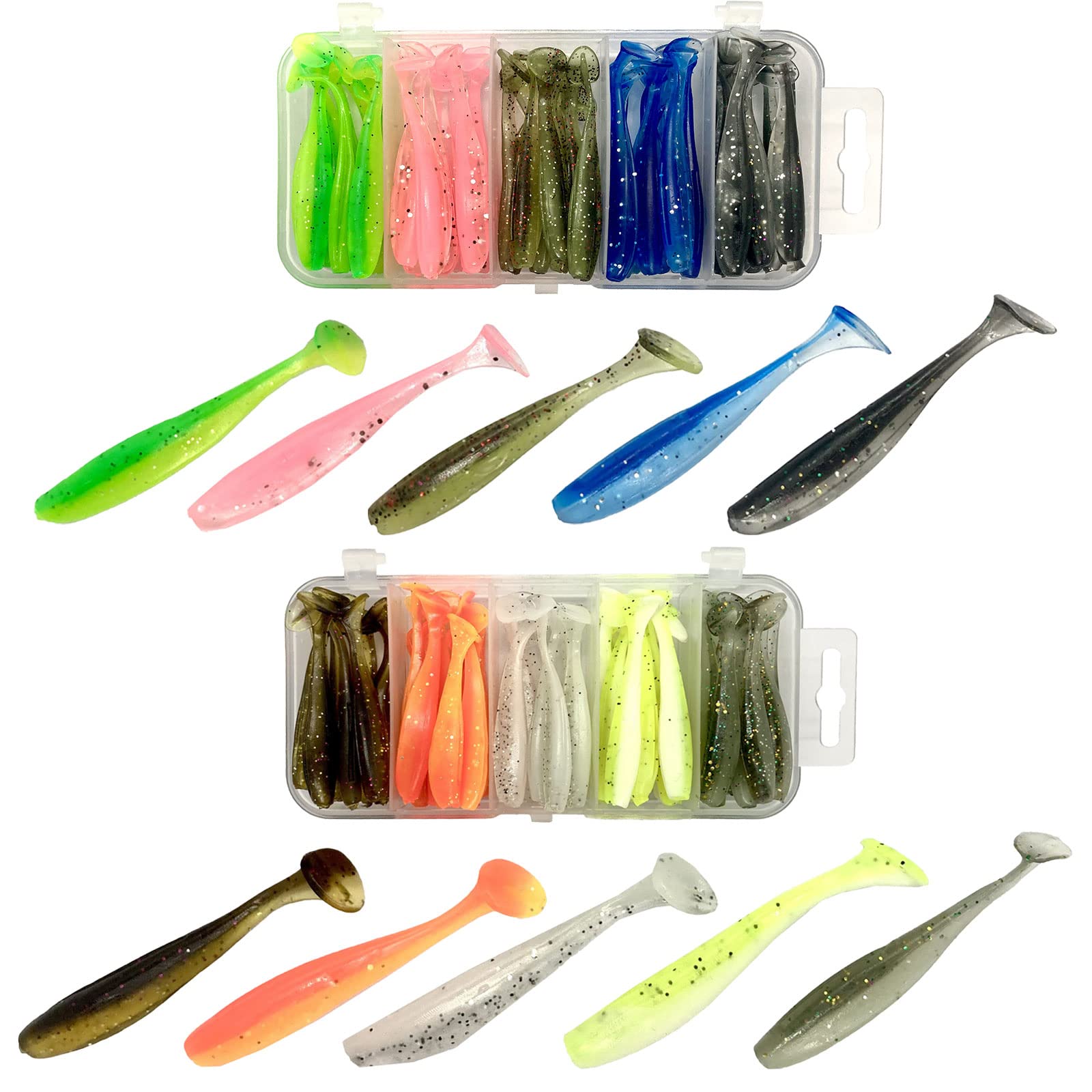 Amazon.co.jp: Bucht シャッドテールワーム 2.2インチ 100本セット 10