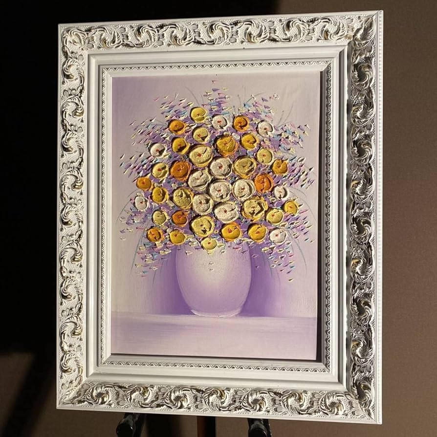 油彩画 花瓶の花 【静物】 額装 肉筆画 メイドイン オーストリア 即決