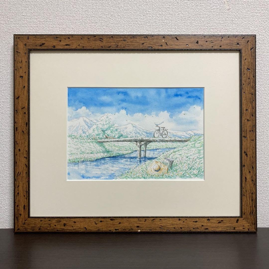 Amazon.co.jp: 内田新哉 青いしぶき 水彩原画 直筆サイン 裏書き有り