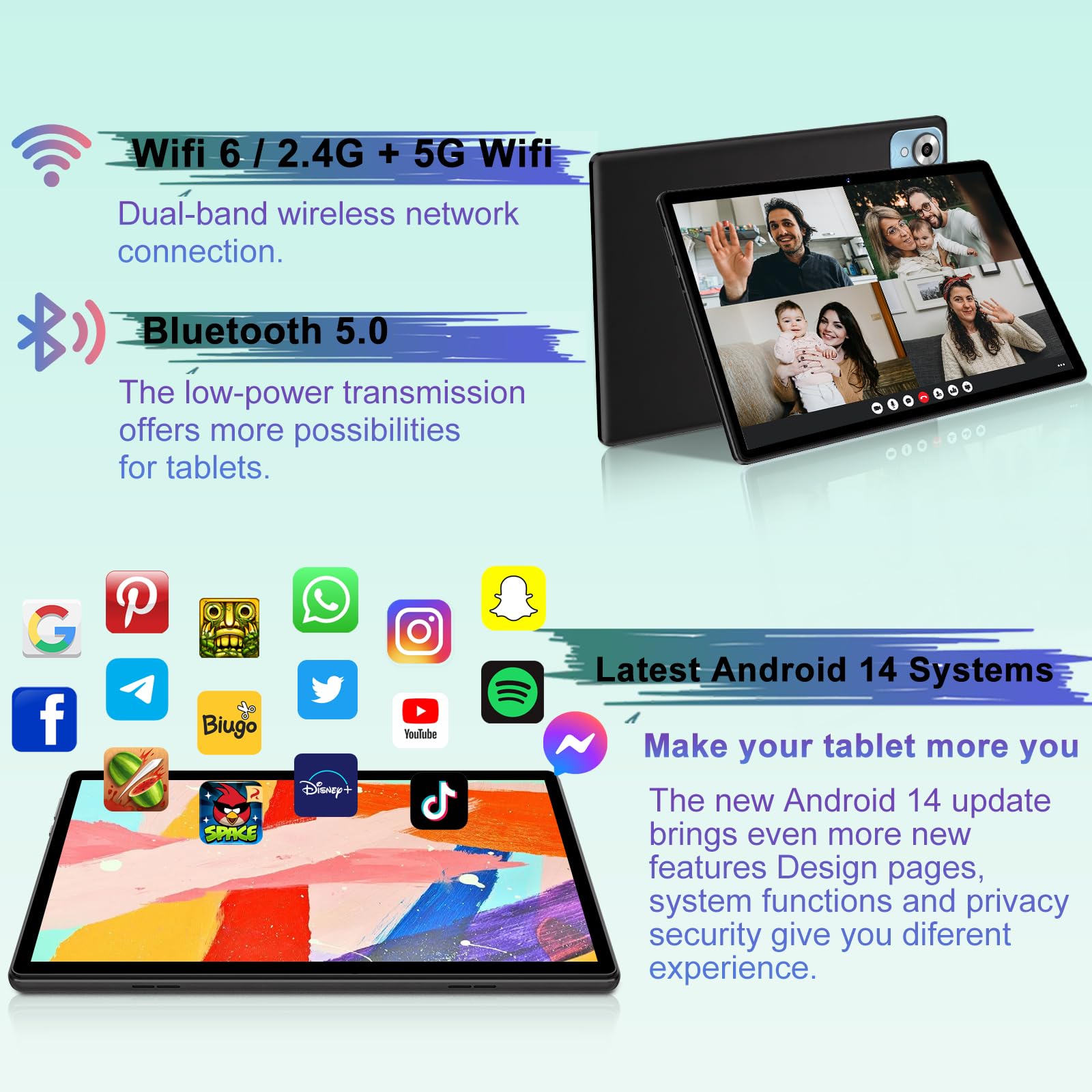 Amazon.com : 2025 Android 14 Tablet with Keyboard 20GB+128GB+1TB