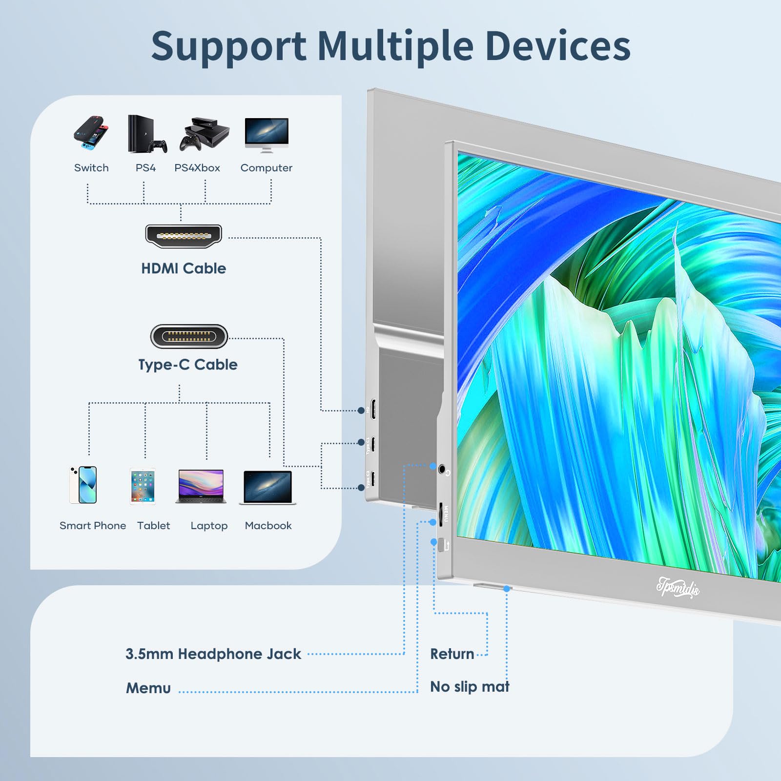 Amazon.co.jp: 15.6インチ ポータブルモニター、ラップトップモニター