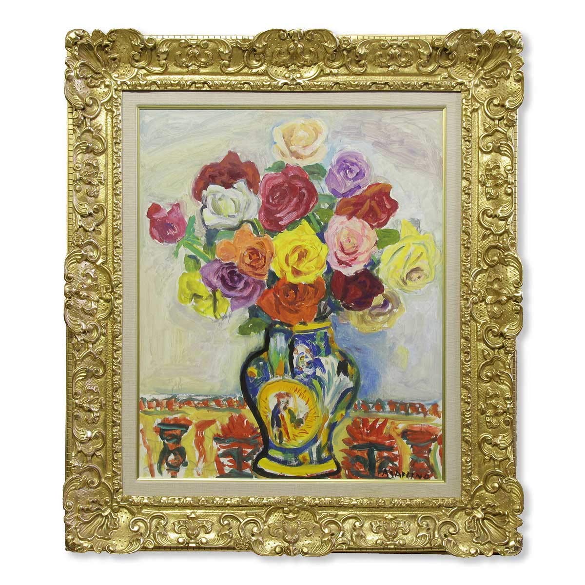 Amazon.co.jp: 値下げ即決【おたからや美術画廊】朝比奈文雄○薔薇