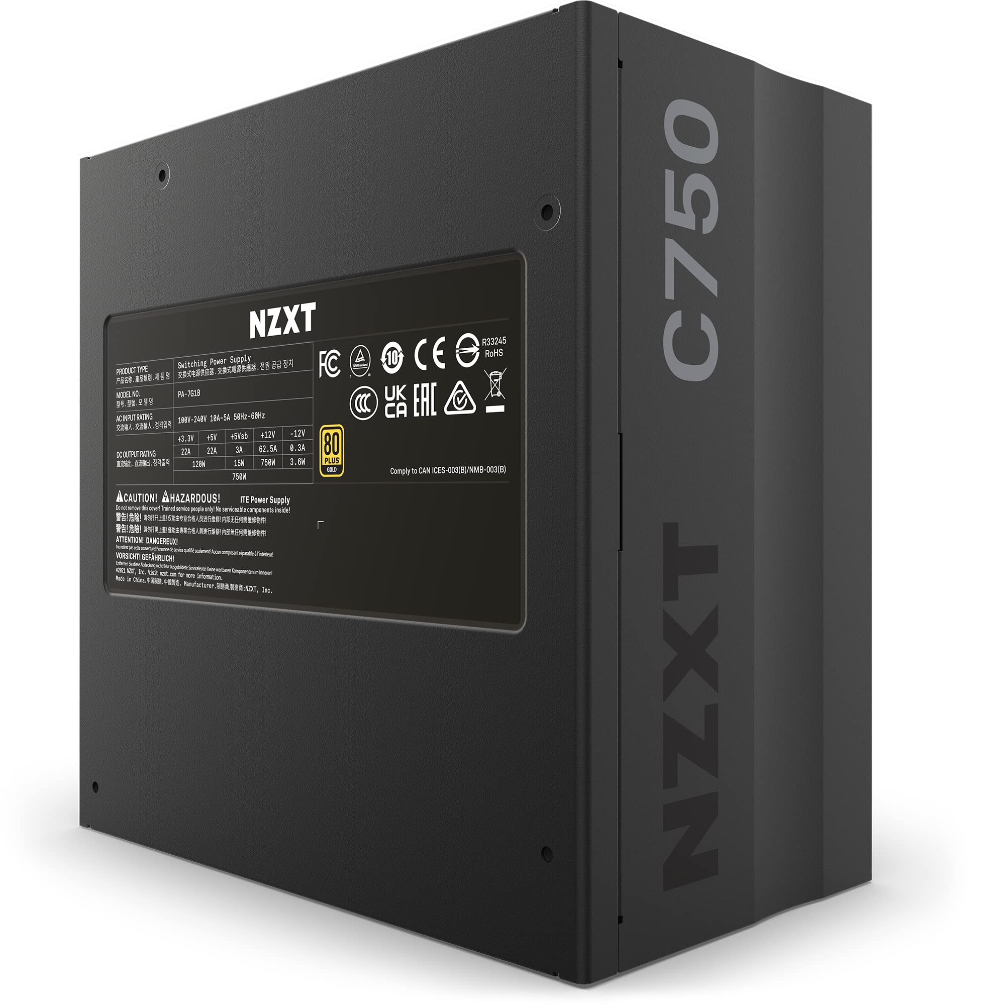 Amazon | NZXT C750 PC電源ユニット 750W 80PLUS Gold 2022年モデル PA