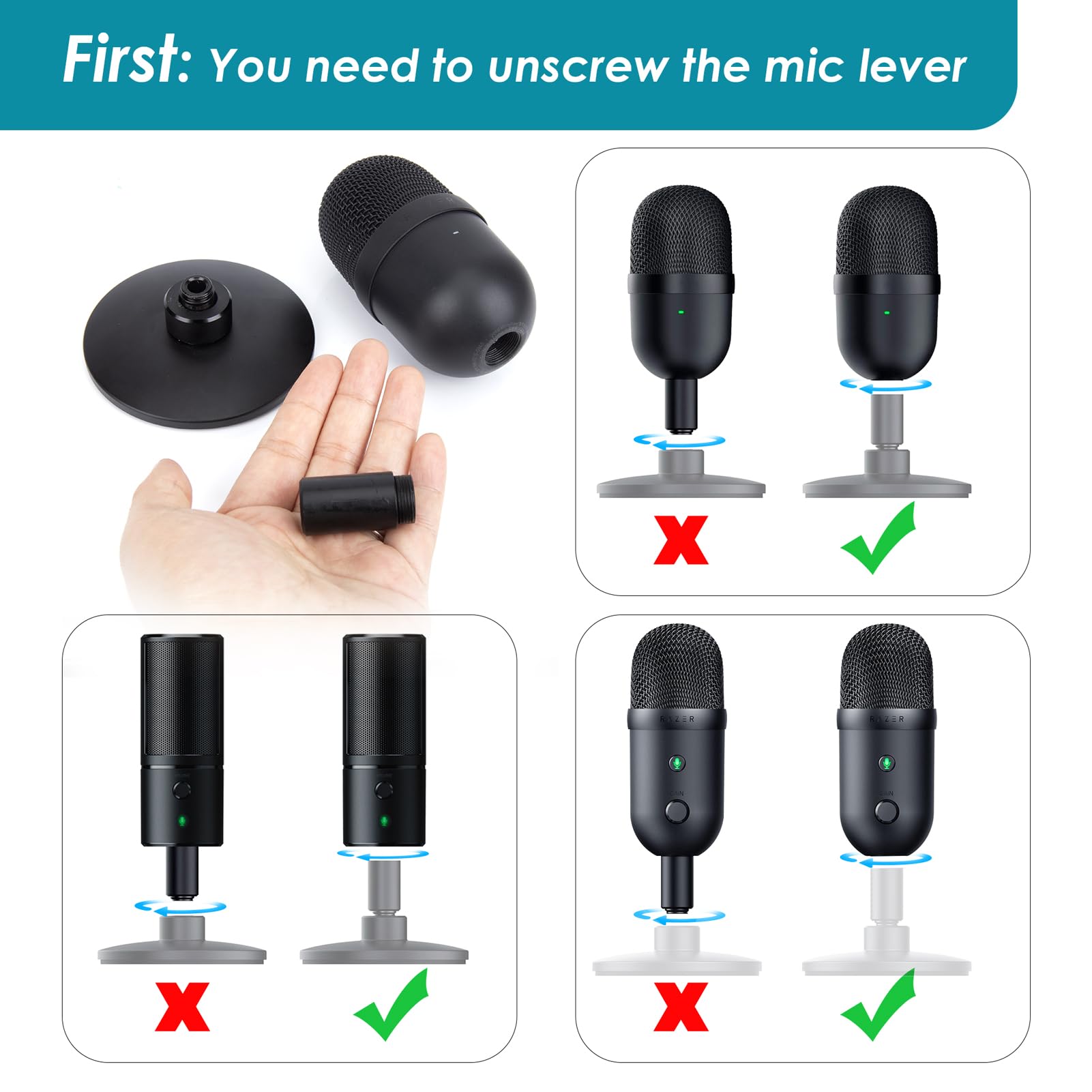 Amazon | Razer Seiren V2 Xマイク用マイクブームアーム - 調節可能な