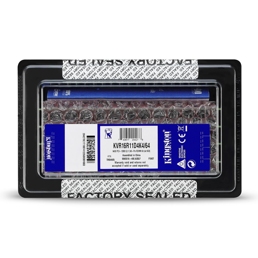 Kingston Technology ValueRAM 64 GB Kit of 4 (4x16 GB Modules