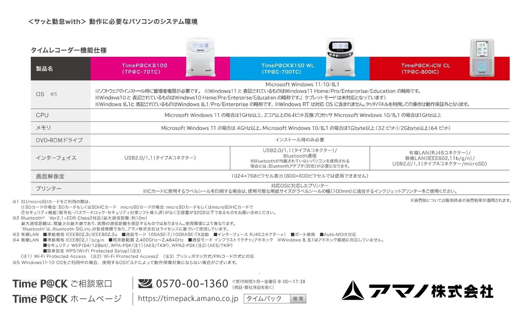 Amazon | アマノ 勤怠管理ソフト付タイムレコーダー TIMEPACK3-100