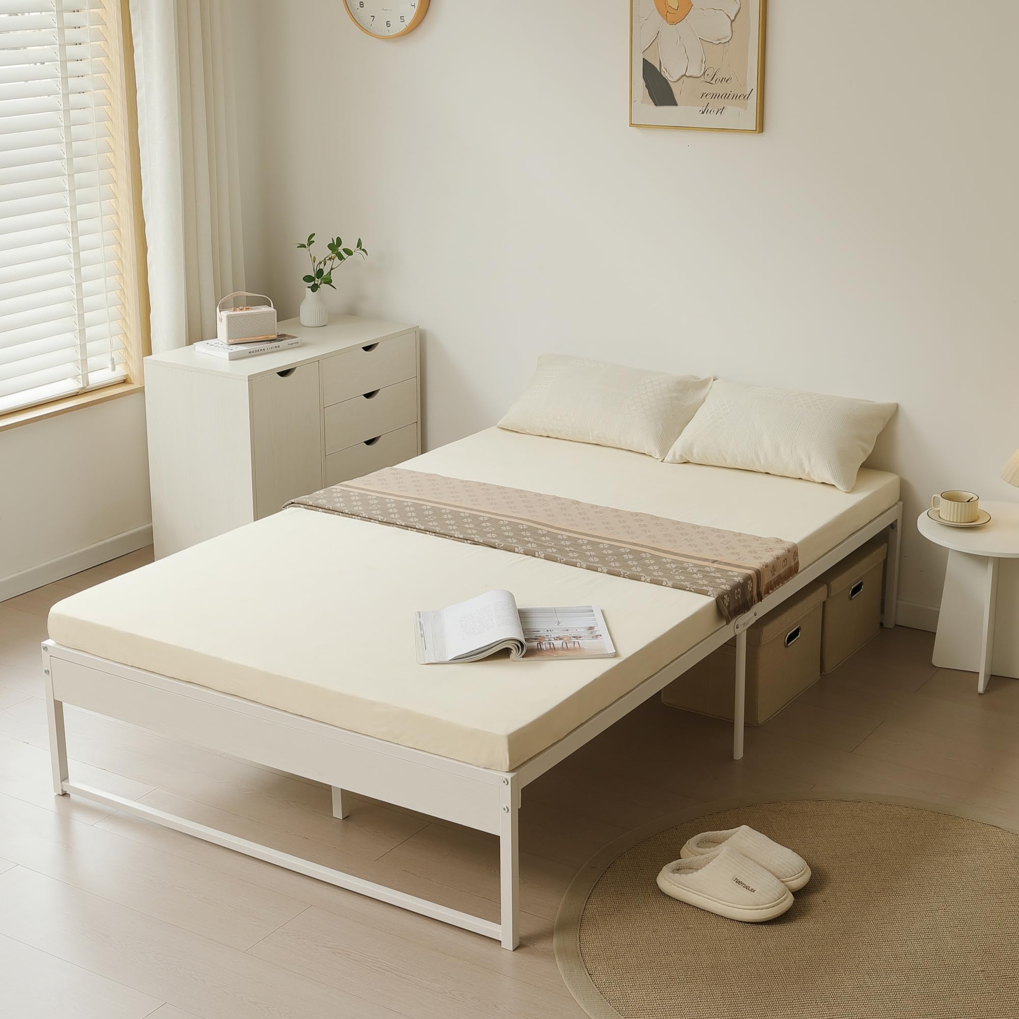 Amazon｜ベッドフレーム ダブル パイプベッド すのこ 木製調 ヘッド