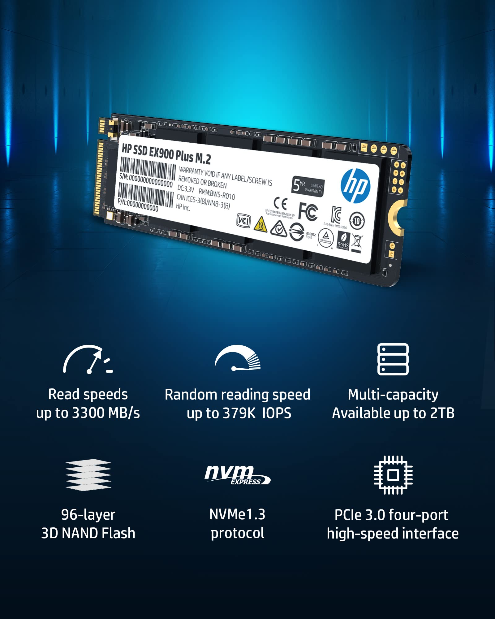 Amazon | HP EX900 Plus NVMe PCIe M.2 インターフェイスSSD、GEN 3 x