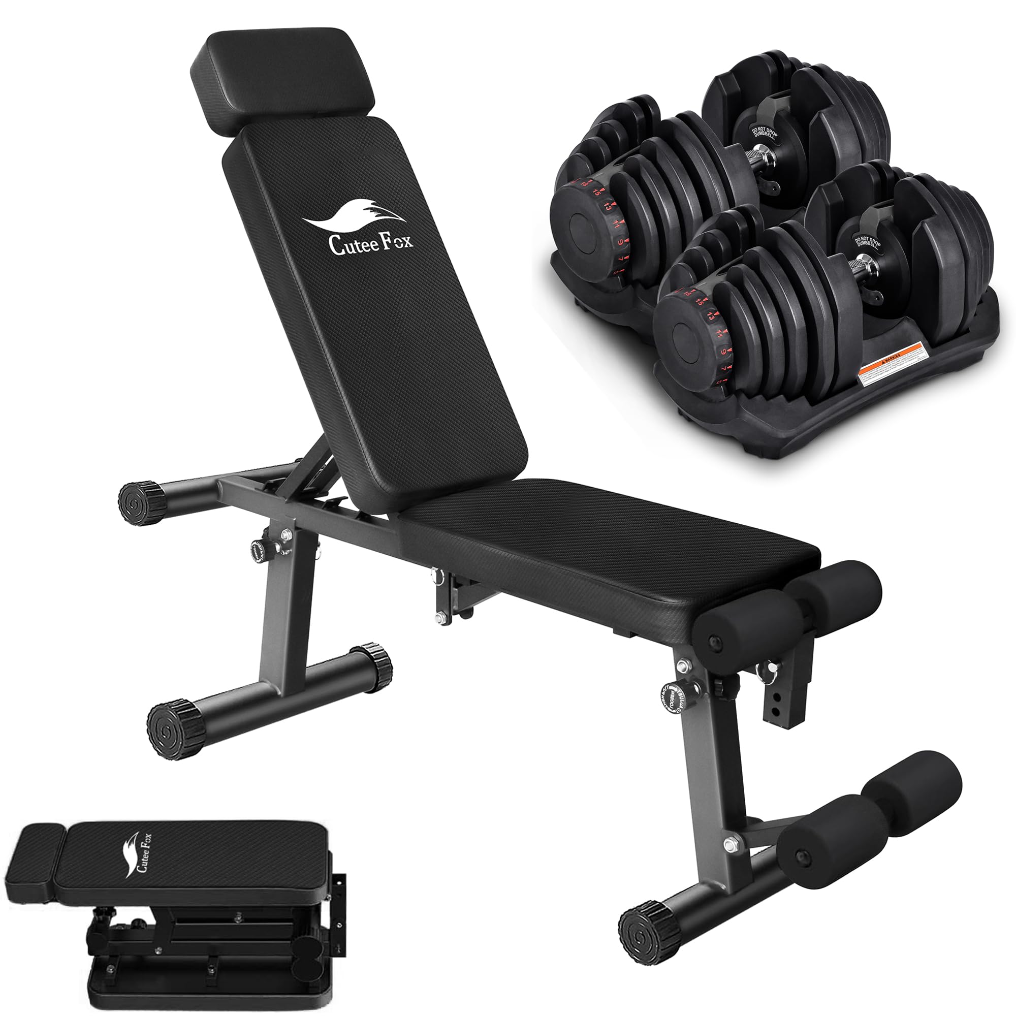 トレーニングベンチ(インクライン可)&40kg可変式ダンベル2個セット