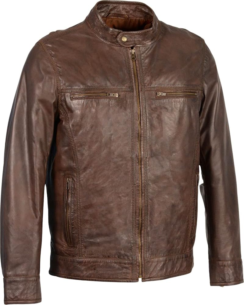 Milwaukee Leather Men's Zip Front Classic Moto Jacket Brown X