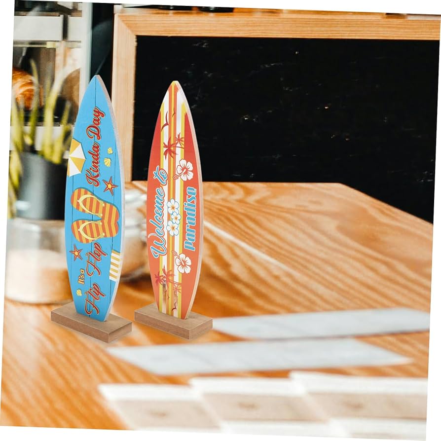 Amazon.co.jp: DECHOUS 4個木製チュアサーフボード 装飾品 テーブル
