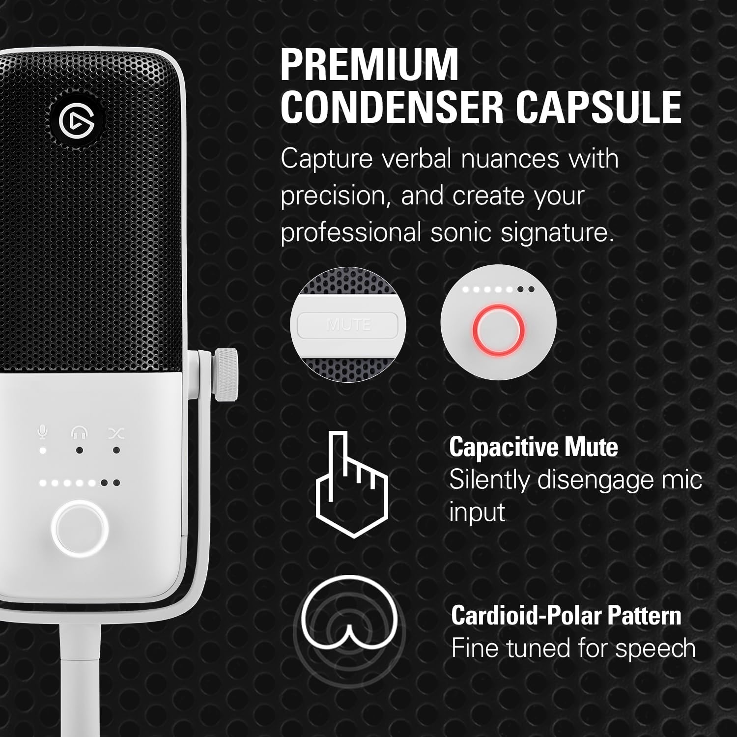 Amazon.com: Elgato Wave:3 White with Mic Arm Low Profile, Fully