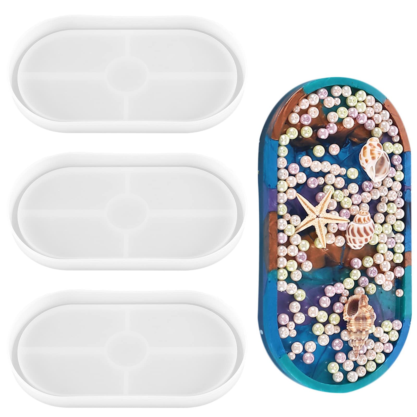 Amazon.com: 3 Pack Oval Coaster Mold Silicone Epoxy Resin Tray