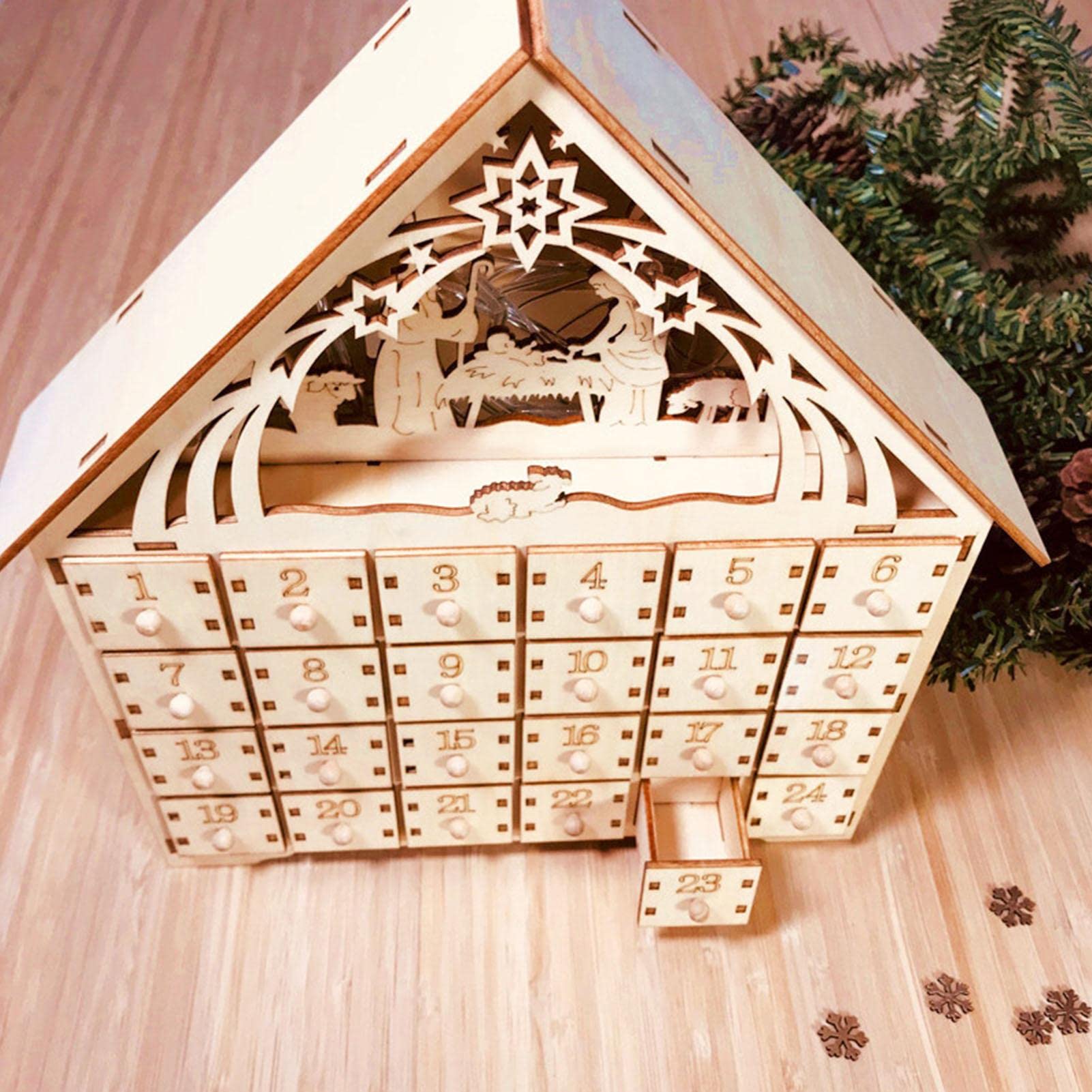 Amazon.co.jp: shopparadise 木製 クリスマス アドベント カレンダー