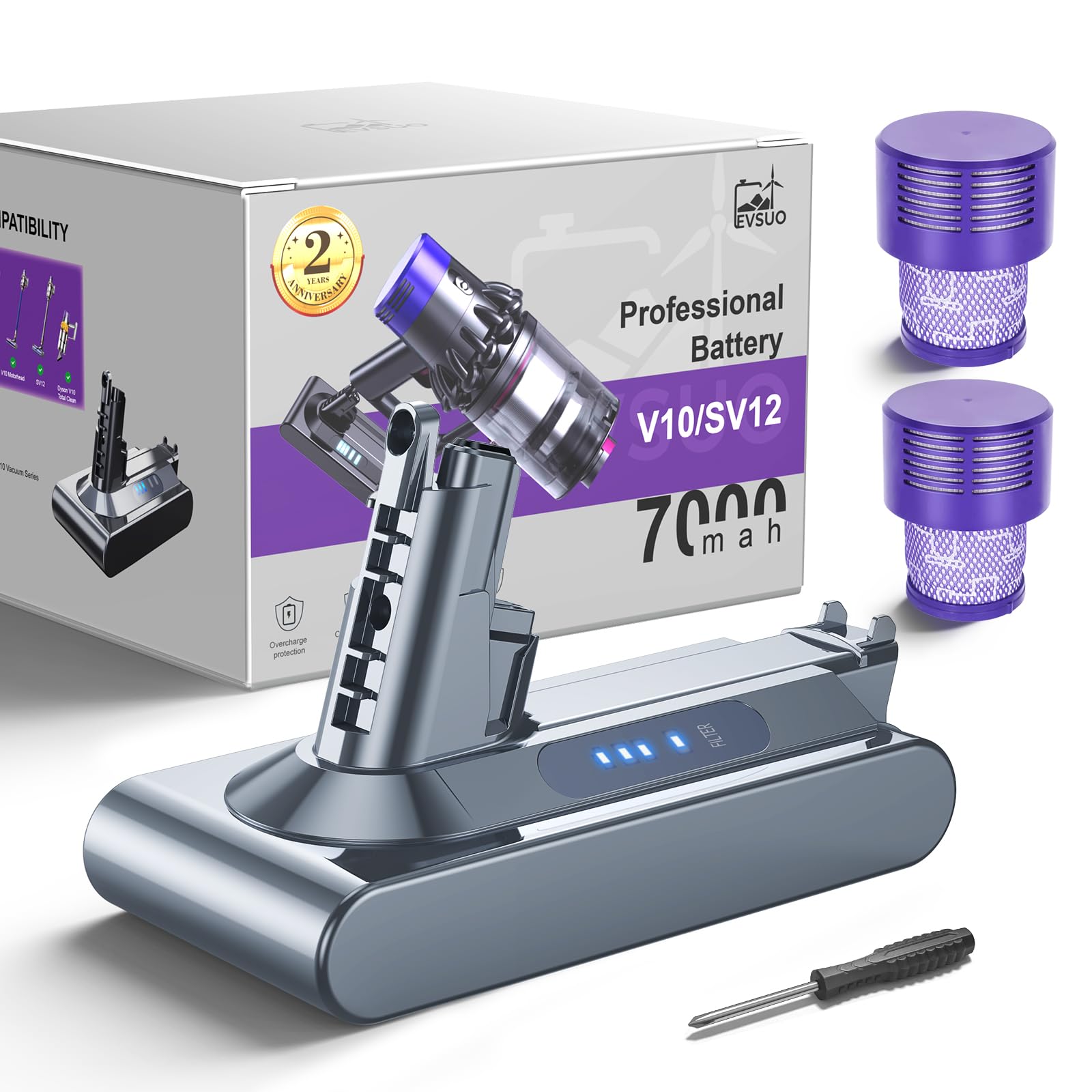 Amazon.com: EVSUO High Capacity 7000mAh V10 Replacement Battery