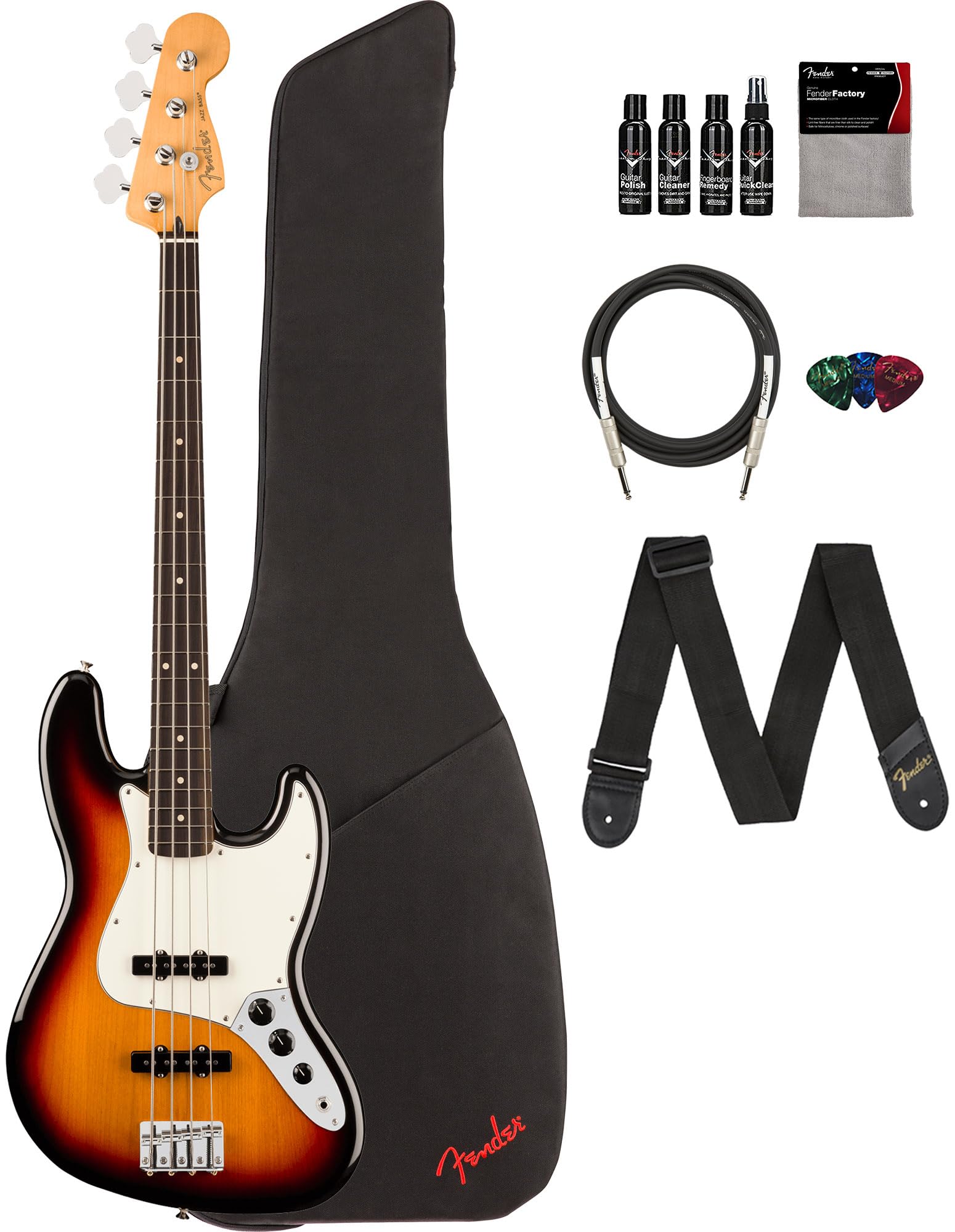 Amazon.com: Fender Player II Jazz Bass - 3-Color Sunburst Bundle
