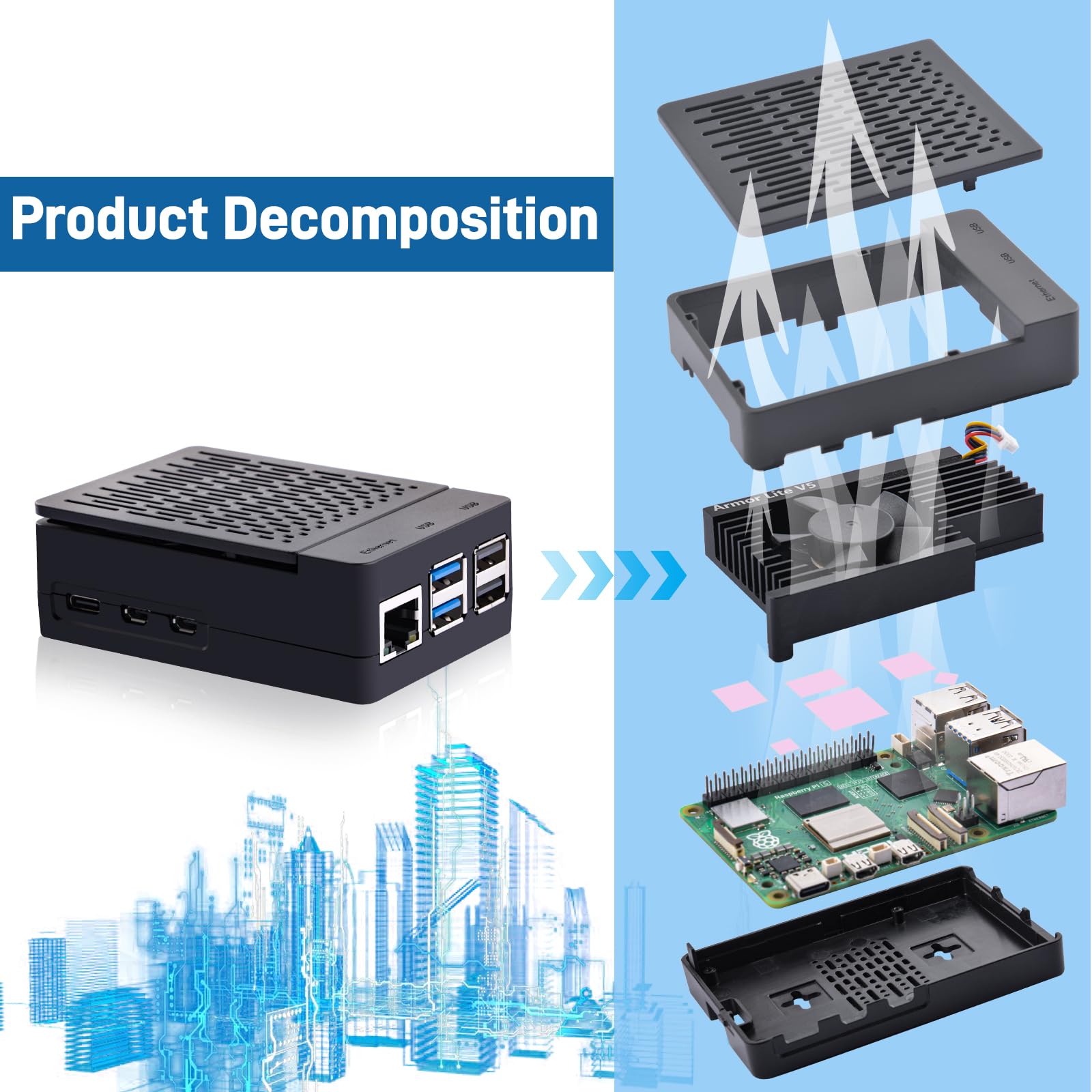 Amazon.co.jp: GeeekPi Raspberry Pi 5用ケース 27W PD電源アダプター