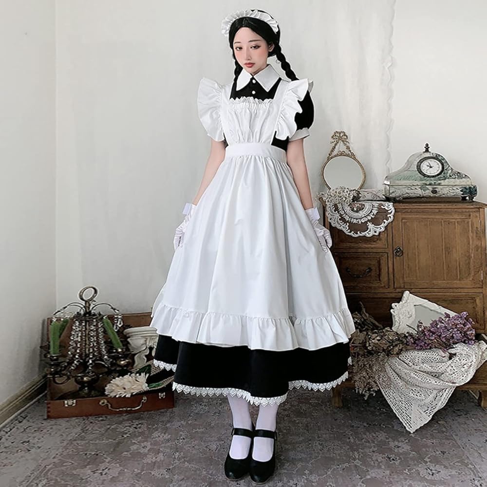 Amazon.co.jp: [JUNDOMECY] 英國風 メイド服 ロング ワンピース 長袖