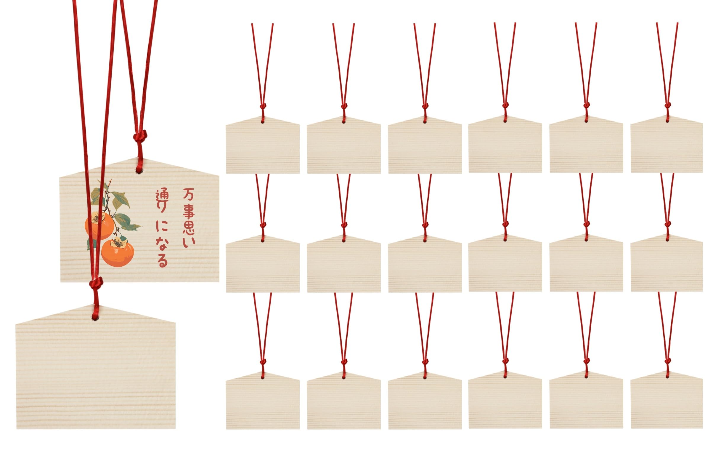 Amazon.co.jp: 招福絵馬 20個組 木製 絵馬 無地 穴あき 木製スライス