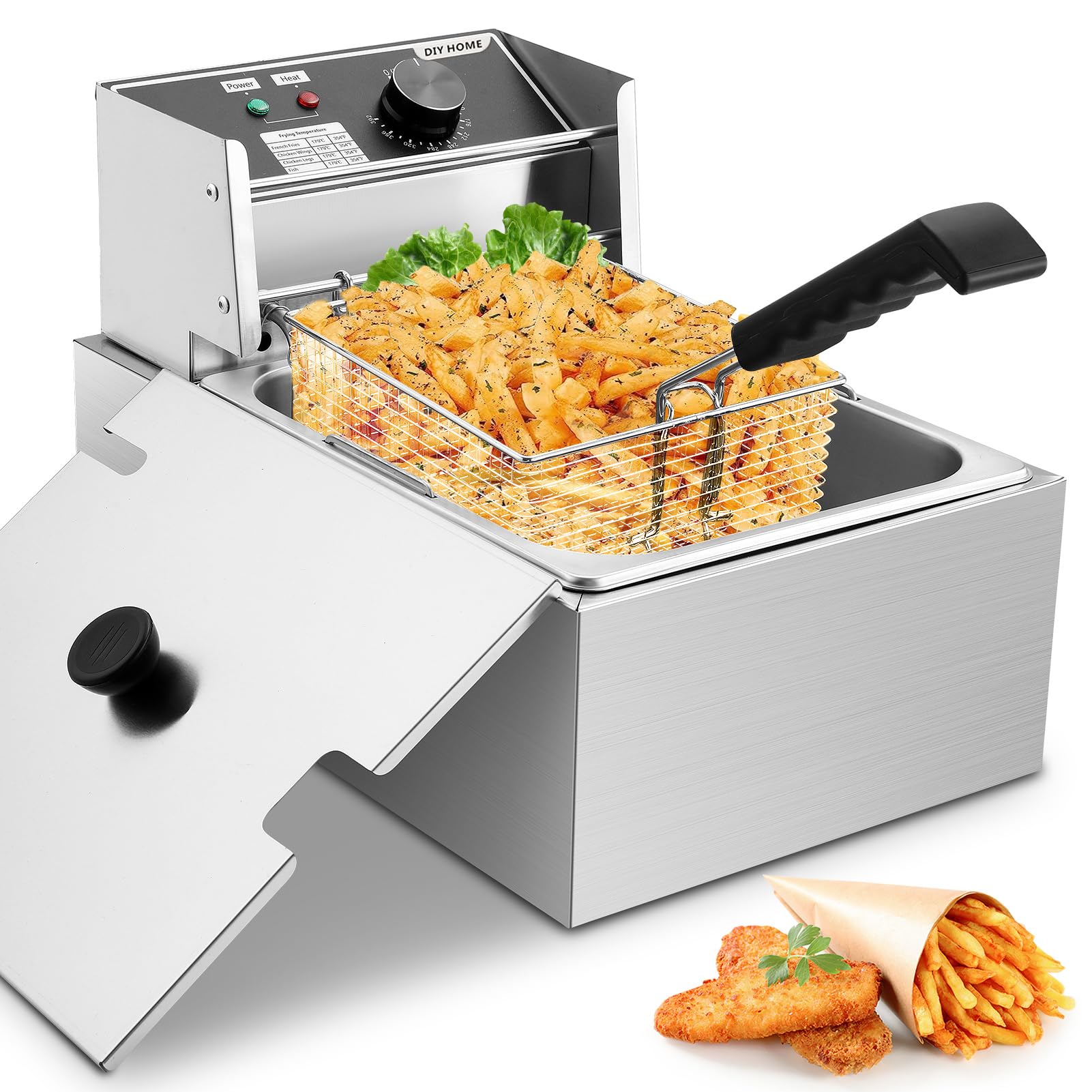 Amazon.co.jp: 10Lフライバスケット付き電気フライヤー，1700W電気