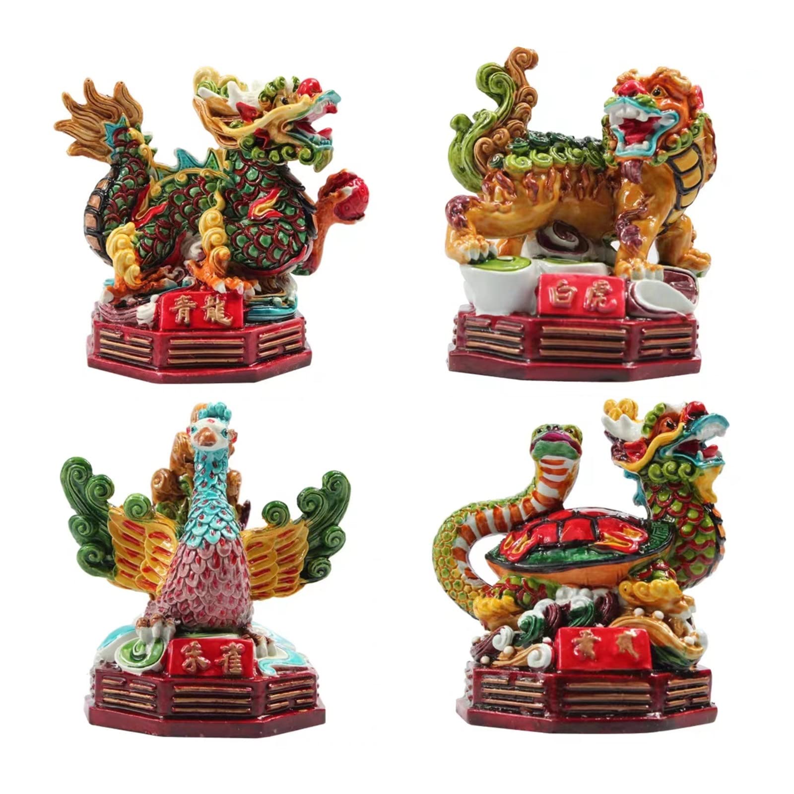 Amazon.co.jp: 四神獣セット 青龍 朱雀 白虎 玄武 置物 四神相応 霊獣