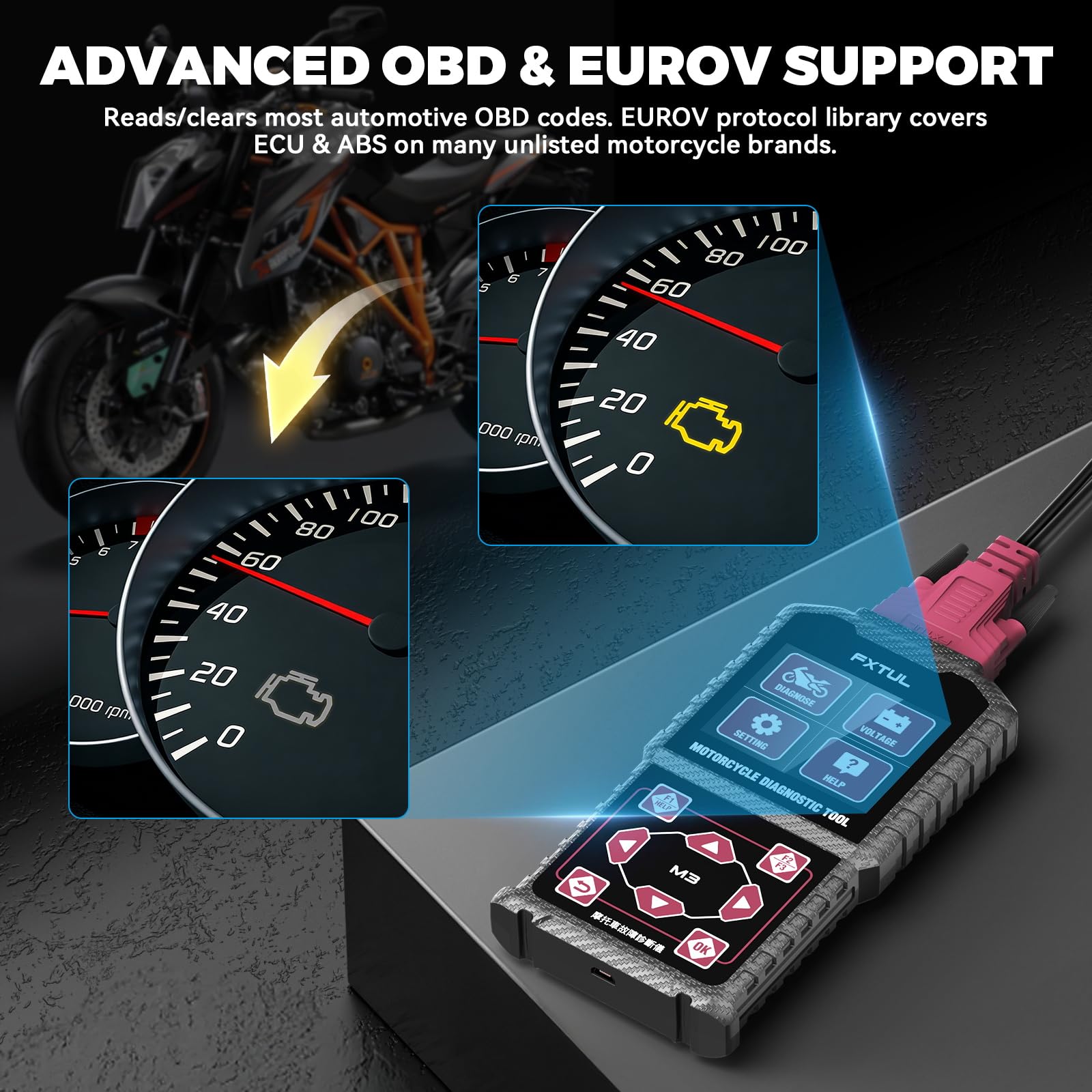 Amazon.co.jp: MR CARTOOL オートバイ診断ツール OBD2 オートバイ故障