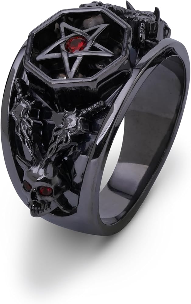 Dfine Jewelry Store 925 Sterling Silver Pentagram Star Skull Ring