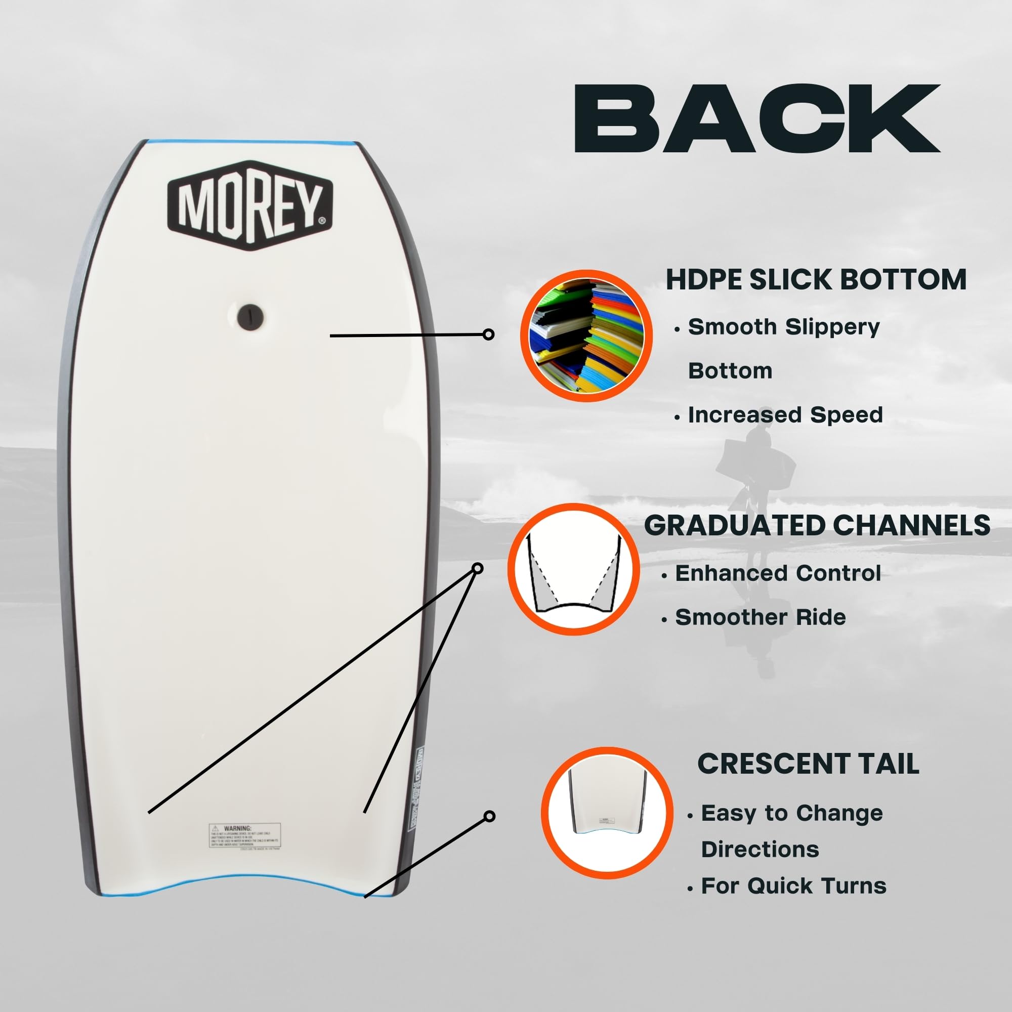 Amazon | MOREY® Boogie® M38、オリジナルボディボード。ビーチ用38