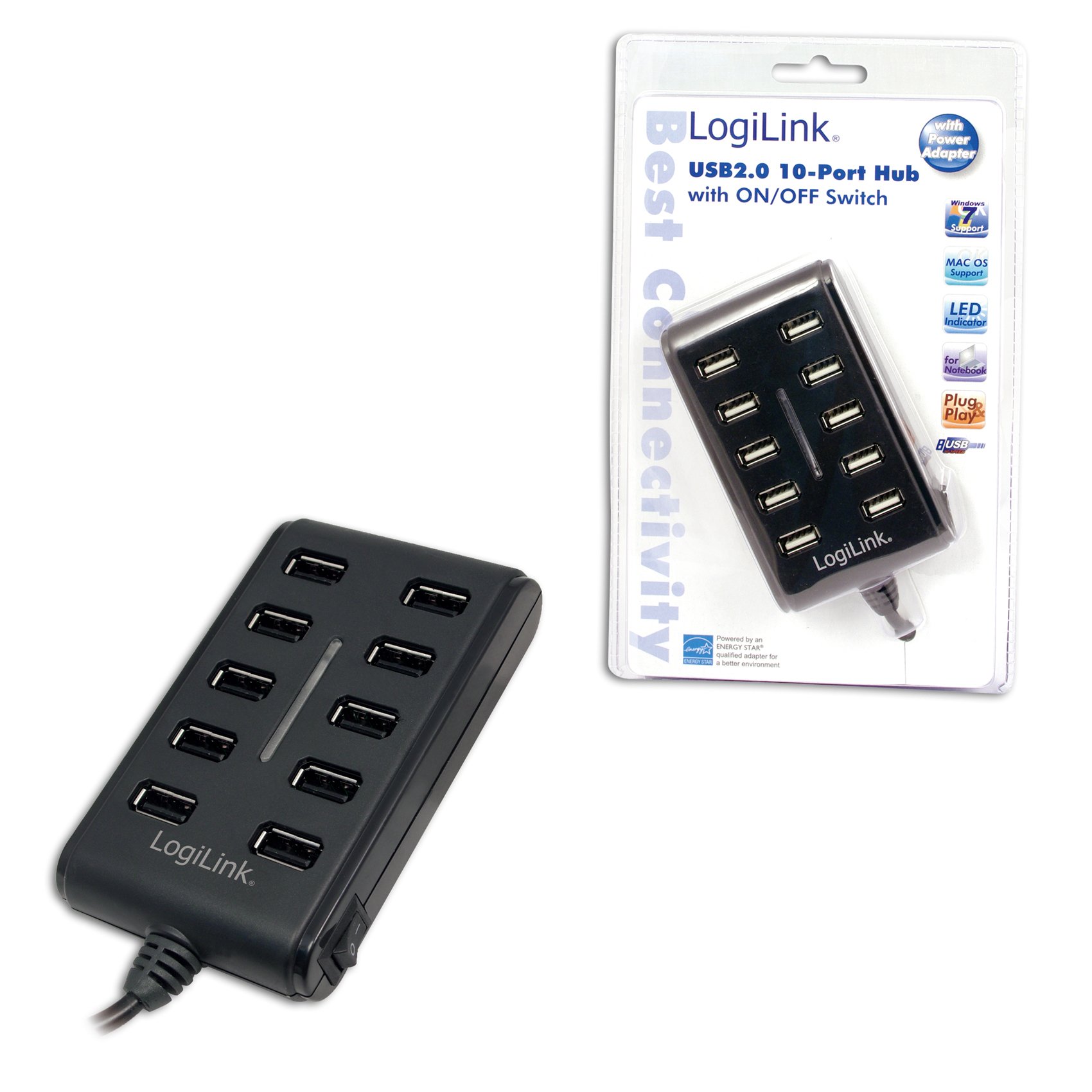 Amazon.co.jp: LogiLink USB2.0 10ポートハブ 黒 16744 : Computers