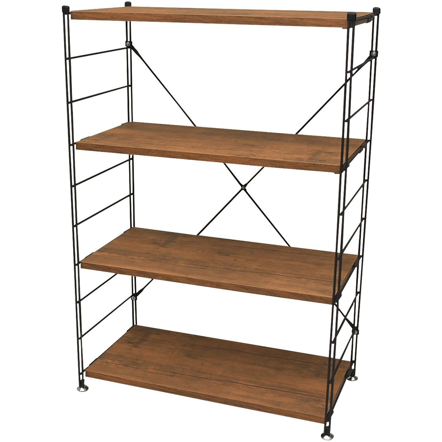 Amazon｜山善(YAMAZEN) ウッドシェルフ 4段 アンティーク ブラウン 幅