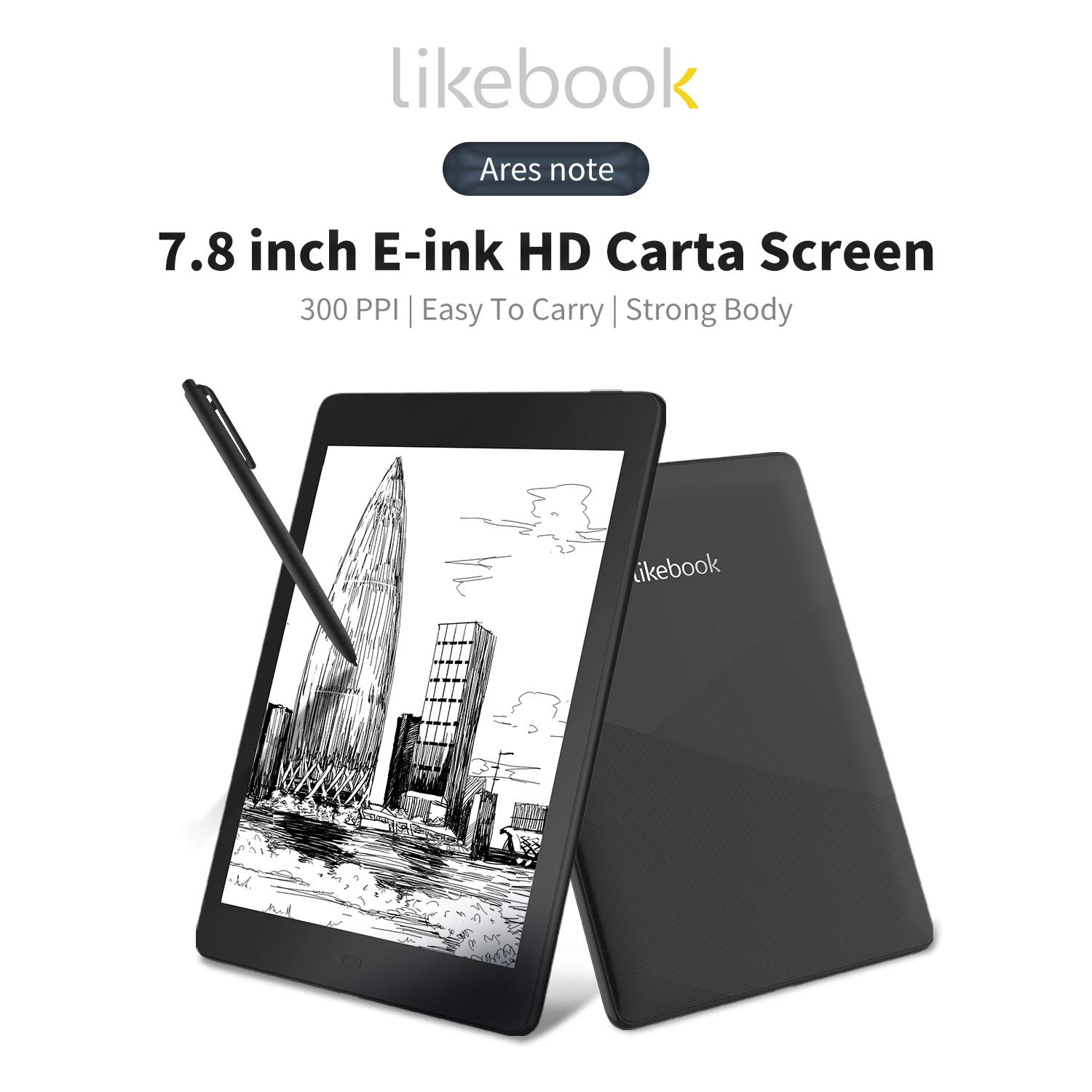 Likebook Ares-Note Ereader,Free Leather case Screen Protector 7.8