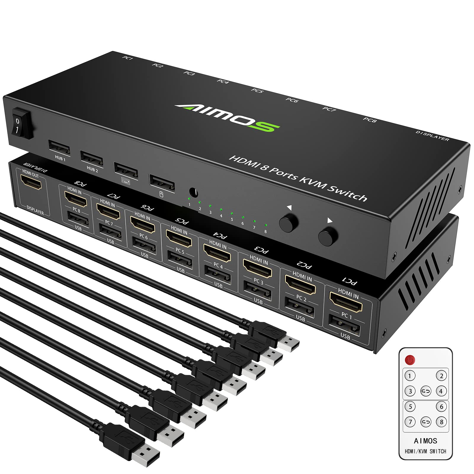 Amazon.co.jp: HDMI KVM 8入力1出力 PC切替器 4K@30Hz KVM 切り替え器
