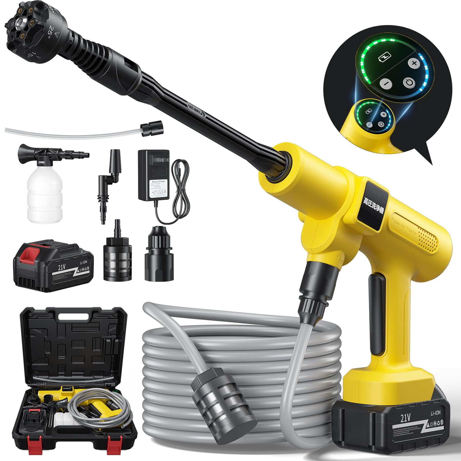 Amazon | 【2026新登場強化版】高圧洗浄機 コードレス 充電式