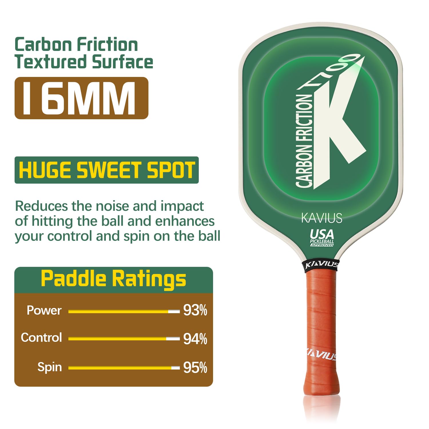 Amazon | Pro ピックルボールパドル カーボンファイバー、16mm USAPA
